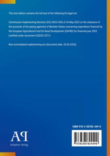 Text über EU-Verordnung 2023/1036 zur Haushaltsabwicklung, ISBN unten. Blaues Cover mit gelbem Rand links oben.