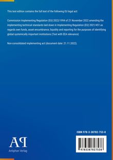 Ein blauer Hintergrund zeigt einen Text über EU-Rechtsakte. Unten links ein Logo "ΑR Antiphon Verlag". Rechts ein ISBN-Barcode.