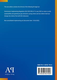 Text: EU-Verordnung, Nachhaltigkeitskriterien, Datum 14.06.2022. Illustration mit blauem Hintergrund, Verlagslogo links unten.