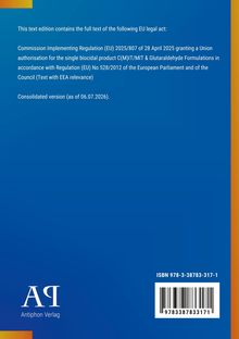 EU-Verordnungstext mit ISBN, blauer Hintergrund, Verlag: Antiphon Verlag, links unten Logo in Weiß.
