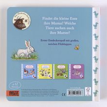 „Findet die kleine Ente ihre Mama? Welche Tiere suchen auch ihre Mutter?“ Ein Hase und vier bunte Kinderbuchcover.