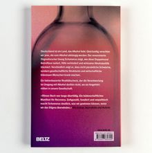 Texte: 
Deutschland liebt Alkohol, aber verachtet Abhängige. Georg Schomerus enthüllt doppelte Standards und fordert Verantwortung. 

Hintergrund: 
Abbildung einer Flasche im rötlichen Farbschema, Verlag BELTZ.