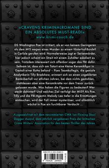 "Cravens Kriminalromane sind ein absolutes Must-Read!" zeigt einen Thrillertext auf dunklem Hintergrund mit Zahlenschlössern.