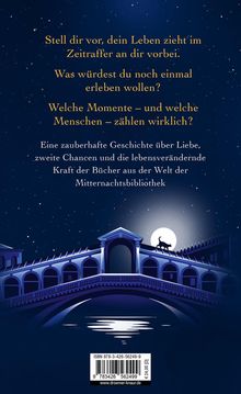 Gelber Text auf dunklem Himmel: Über das Leben im Zeitraffer. Unten eine Illustration einer Brücke im Mondschein.