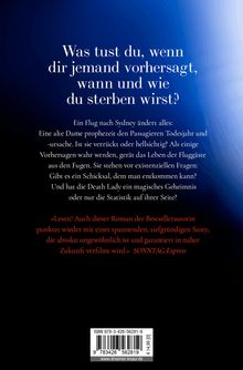 Text: „Was tust du, wenn dir jemand vorhersagt, wann und wie du sterben wirst?“ Ein Flug, Vorhersagen, Schicksal.