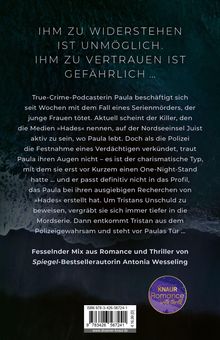 Oben: "IHM ZU WIDERSTEHEN IST UNMÖGLICH. IHM ZU VERTRAUEN IST GEFÄHRLICH ..." Unten rechts: KNAUR Romance Logo. Hintergrund dunkel.