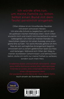 Das Bild zeigt einen Text über ein Buch, in dem es um eine Mafia-Romance geht, voller Spannung und Leidenschaft. Unten links ist das Logo "KNAUR Romance with Temptation".