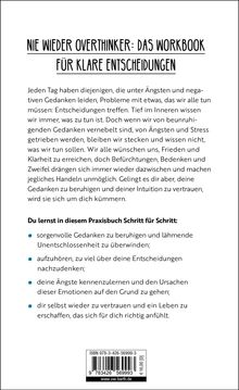 „Nie wieder Overthinker: Das Workbook für klare Entscheidungen“ steht oben. Es folgt ein motivierender Text mit Tipps.