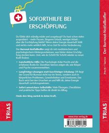 "Soforthilfe bei Erschöpfung" steht oben neben einem stilisierten Koffer mit roten Farbtönen. Unten Links: "TRIAS".