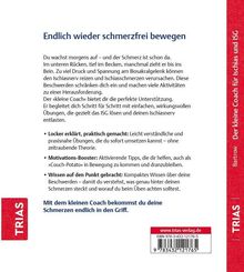 "Endlich wieder schmerzfrei bewegen. Mit dem kleinen Coach bekommst du deine Schmerzen endlich in den Griff." Links rotes TRIAS-Logo.