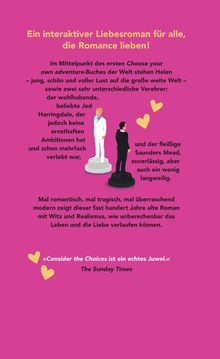 Ein interaktiver Liebesroman für alle, die Romance lieben! Illustration: Zwei Männer stehen auf Sockeln, Herzen dazwischen.