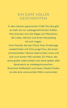 Gelber Hintergrund mit Text: "EIN CAFÉ VOLLER GESCHICHTEN" über Geschichten von Menschen im Café Torunka.