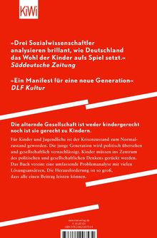 »Drei Sozialwissenschaftler analysieren brillant, wie Deutschland das Wohl der Kinder aufs Spiel setzt.« - Süddeutsche Zeitung. Rote Illustration mit weißem Text.