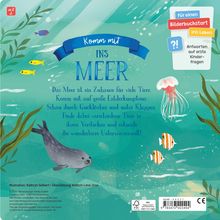 Komm mit ins Meer! Text beschreibt eine Entdeckungstour im Ozean für Kinder. Mit Fischen, Robbe, Quallen. Ab 2 Jahren empfohlen.