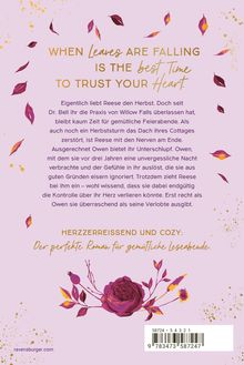 WHEN LEAVES ARE FALLING IS THE BEST TIME TO TRUST YOUR HEART. Illustration mit Blättern und Blume.