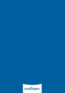 "esslinger" steht in blauer Schrift mit einem roten Punkt. Der Hintergrund ist komplett blau.