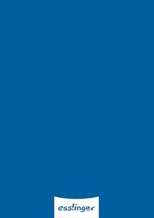 Text "esslinger" am unteren Rand. Blaues, einfarbiges Hintergrunddesign.