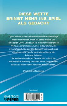 Text über Tennis-Wette zwischen Dylan und Oliver, Trainingsherausforderungen, wachsende Anziehung; deutsche Erstausgabe.