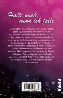 "Halte mich, wenn ich falle" steht oben in schwungvoller Schrift auf einem violetten Hintergrund mit Lichteffekten.