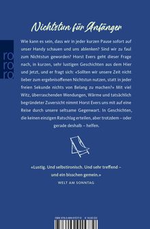 "Nichtstun für Anfänger" beschreibt humorvoll das kreative Nichtstun. Eine Illustration zeigt einen Liegestuhl.