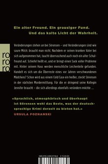Ein Rückentext beschreibt einen Krimi über Sörensen, einen alten Freund, einen grausigen Fund und Veränderungen.