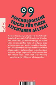 Titel: 99 Psychologische Tricks für einen leichteren Alltag! Links: "rororo" Logo. Röte Farbe, zentrale große Schrift.