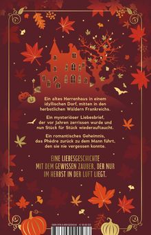 Ein altes Herrenhaus, mysteriöser Liebesbrief, romantisches Geheimnis. Herbstliches Motiv mit bunten Blättern und Kürbissen.