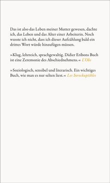 Didier Eribon: Eine Arbeiterin, Buch