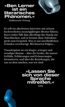 "Ben Lerner ist ein literarisches Phänomen." Süddeutsche Zeitung. Ein Roman über Technologie und menschliche Beziehungen.