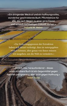 Texte von Isabella M. Weber und Adam Tooze loben ein Buch als Weckruf und Gegenmittel. Hintergrund: Luftaufnahme einer Landschaft mit gelben und weißen Flächen.