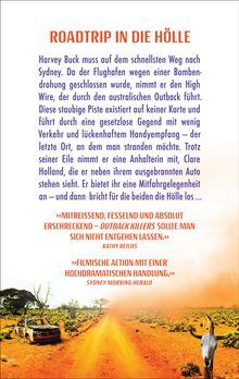 "ROADTRIP IN DIE HÖLLE" steht oben. Darunter eine spannende Geschichte von Harvey Buck. Im Hintergrund Wüste und ein Autowrack.