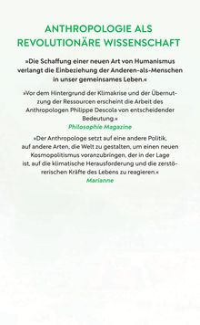 Anthropologie als revolutionäre Wissenschaft. Zitate von "Philosophie Magazine" und "Marianne" über Humanismus und Klimakrise.