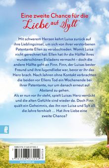„Eine zweite Chance für die Liebe auf Sylt“ in roter Schrift. Darunter eine Erzählung über Luisa und ihre Erlebnisse. Ozean und Strand im Hintergrund.