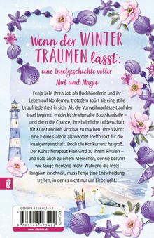 Titel: "Wenn der Winter träumen lässt: eine Inselgeschichte voller Mut und Magie". Illustration mit Muscheln und einem Leuchtturm.