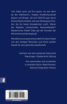 Ein Buchrücken mit Text über historische Bauernaufstände, Lob seitens "Süddeutsche Zeitung" und "National Geographic History".