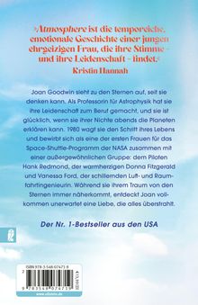 Zitat von Kristin Hannah über "Atmosphere". Text handelt von Joan Goodwin, Astrophysikprofessorin, die für die NASA arbeitet.