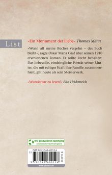 Oskar Maria Graf: Das Leben meiner Mutter, Buch