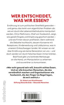 Buchtitel: "WER ENTSCHEIDET, WAS WIR ESSEN?" Text beschreibt Manipulation durch die Lebensmittelindustrie und Konsumententäuschung.