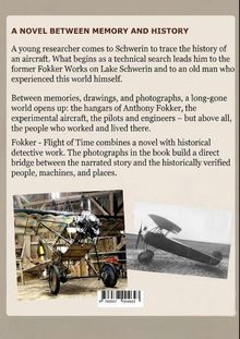 Ein Roman zwischen Erinnerung und Geschichte: Ein Forscher untersucht Flugzeuggeschichte in der Fokker-Fabrik in Schwerin. Darunter sind zwei Fotos von alten Flugzeugen.
