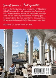 Text oben: "Smart reisen – Zeit genießen. Erleben Sie Hamburg auf ganz entspannte Art!" Unten: Blick auf ein historisches Gebäude durch Arkaden.