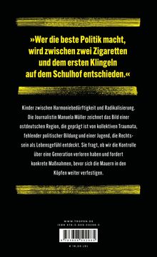 Zitat in Gelb: "Wer die beste Politik macht, wird...". Darunter Text zur politischen Bildung und Jugend. Schwarzer Hintergrund.