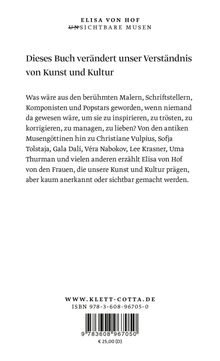Buchtitel: "Unsichtbare Musen" von Elisa von Hof. Thema: Einflüsse unbekannter Frauen auf Kunst und Kultur.