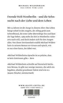 Michael Wildenhain, "Das Ende vom Lied". Fremde Welt Westberlin – Sehnsucht nach Liebe, Leben. Literaturkritik lobt den Autor.