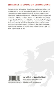 Titel: "SEELENHEIL IM DIALOG MIT DER MASCHINE?" Beschreibung von KI in der Psychotherapie, Chancen und ethische Fragen. Links zu klett-cotta.de.