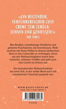 Zitat von "The Times": Ein reizender, verführerischer Cosy Crime. Hintergrund in warmem Orange mit weißen Punkten.
