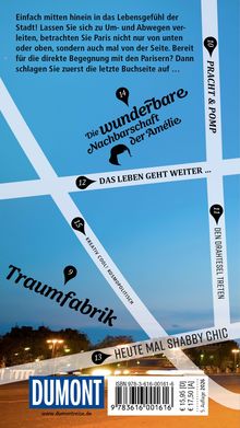 Texte: "Die wunderbare Nachbarschaft der Amélie", "Heute mal Shabby Chic". Blau Hintergrund, Straßenplan, unten Stadtansicht.