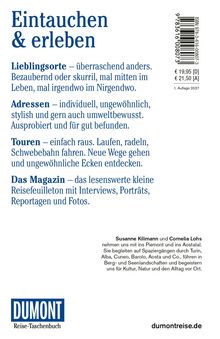 "Eintauchen & erleben" - Lieblingsorte, Adressen, Touren, Das Magazin. Autoren: Susanne Kilimann, Cornelia Lohs. Dumont Logo.