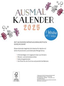 Ausmalkalender 2025, Buch