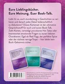 "Eure Lieblingsbücher. Eure Meinung. Euer Book-Talk." Text beschreibt ein Kartenset für Buchdiskussionen.