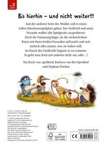 Ab 3 Jahre. "Bis hierhin - und nicht weiter!!!" Geschichte über Abenteuer, Grolltroll und Freunde. Illustration von Figuren am Streiten.